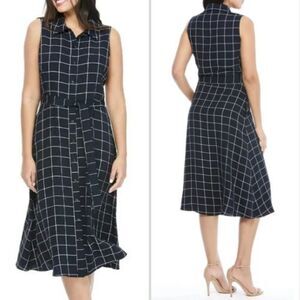 NWT Maggy London Windowpane Midi Shirtdress | 12